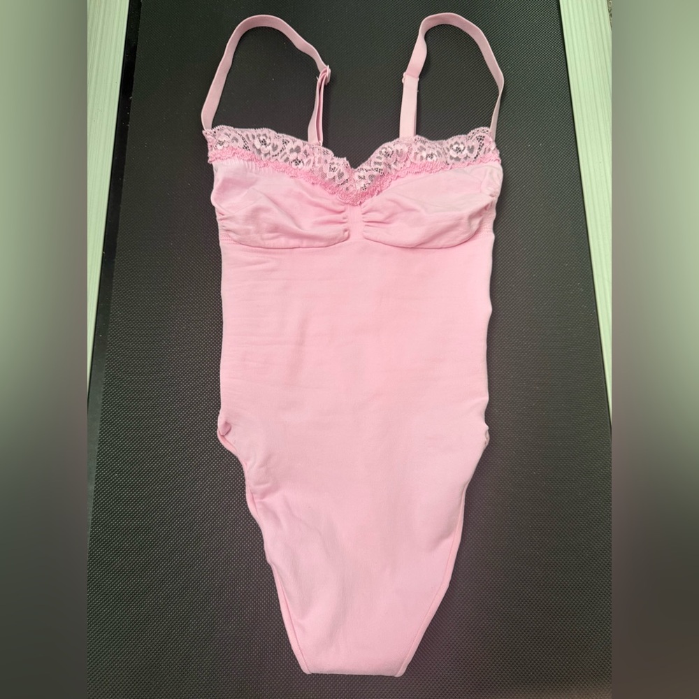 SKIMS Pink Lace Trim Chemise